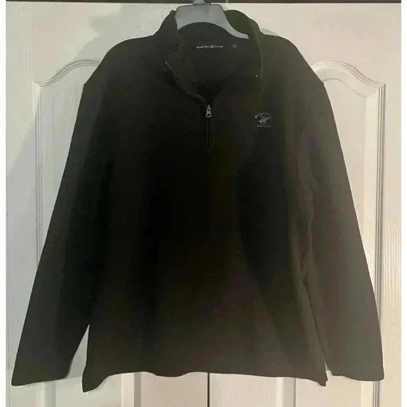 Beverly Hills Polo Club Sweater Men’s Large Black Quarter Zip Casual Preppy - Picture 1 of 6
